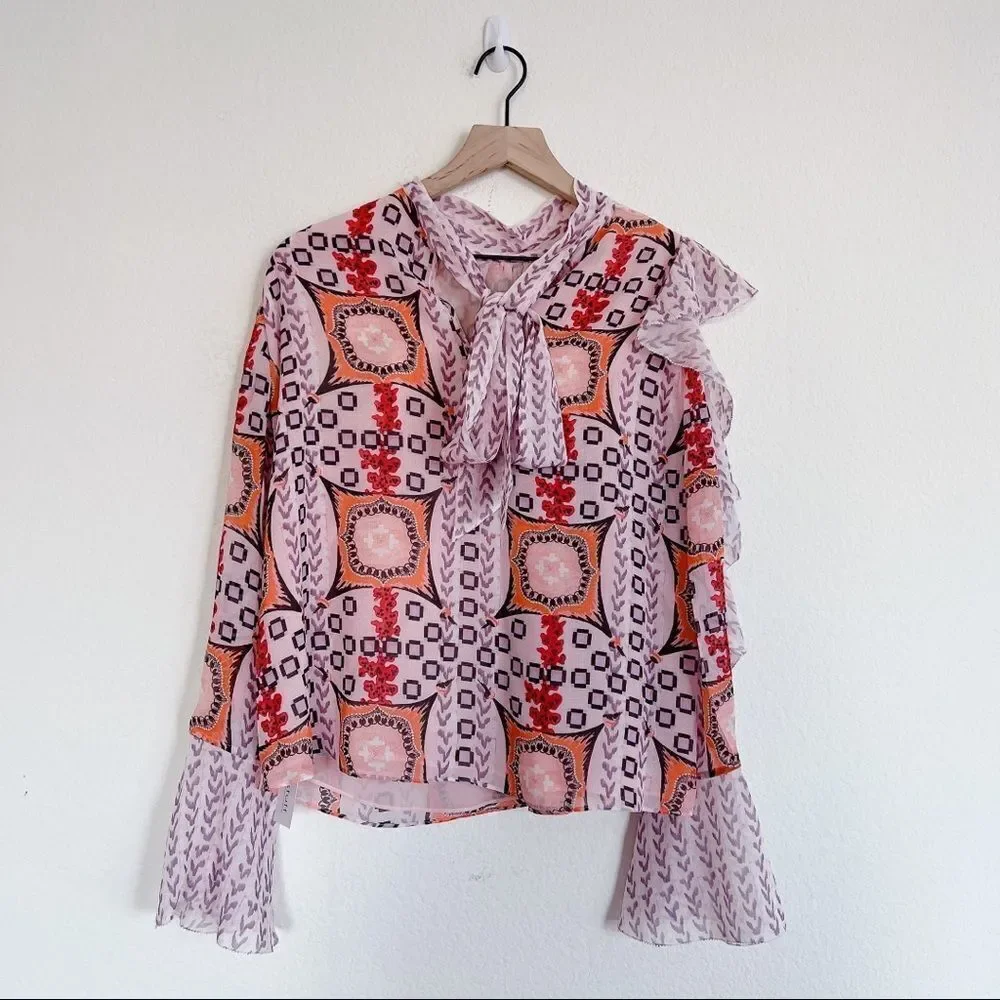 Temperley London 100% silk Etoile Printed Blouse size US6(UK10) - Picture 7 of 12